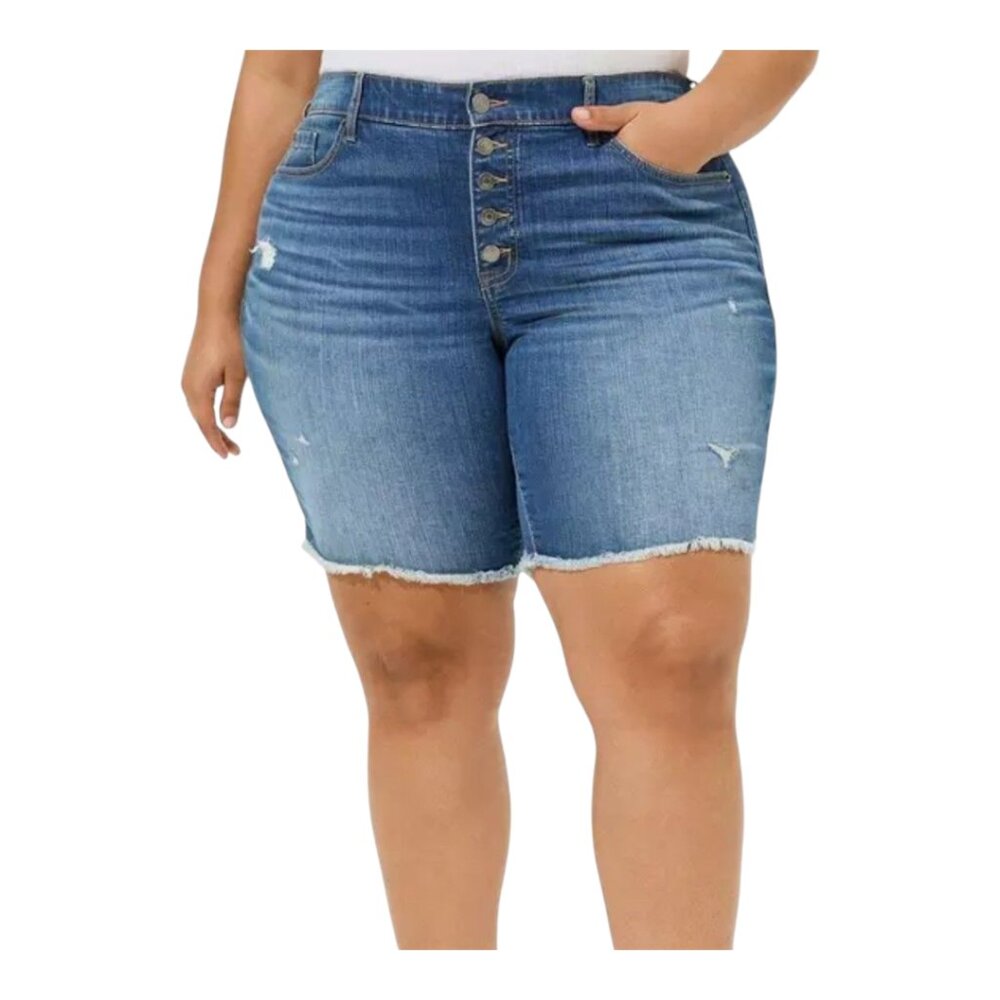 Torrid Perfect 10" Boyfriend Denim Bermuda Short Vintage Stretch Women's 18 - Picture 2 of 9